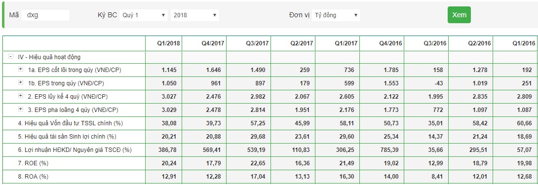 Hiệu quả hoạt động DXG